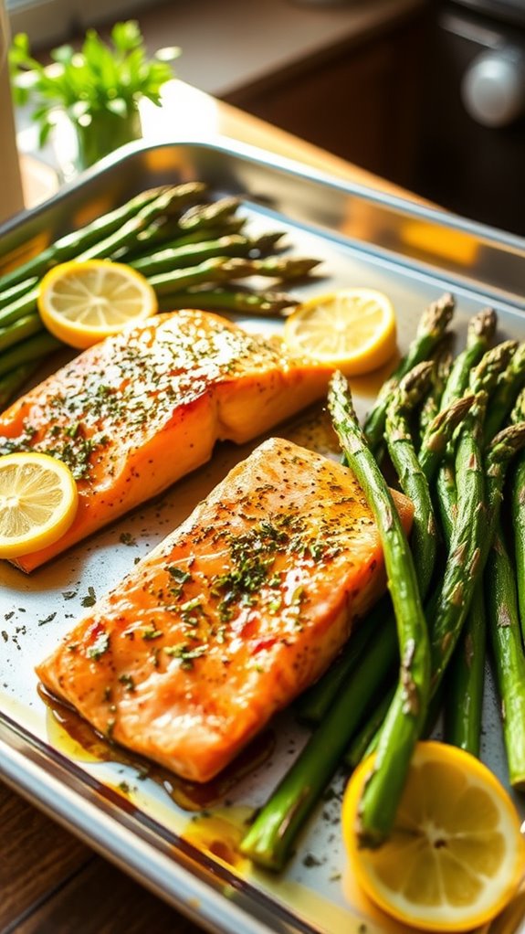 sheet pan salmon asparagus